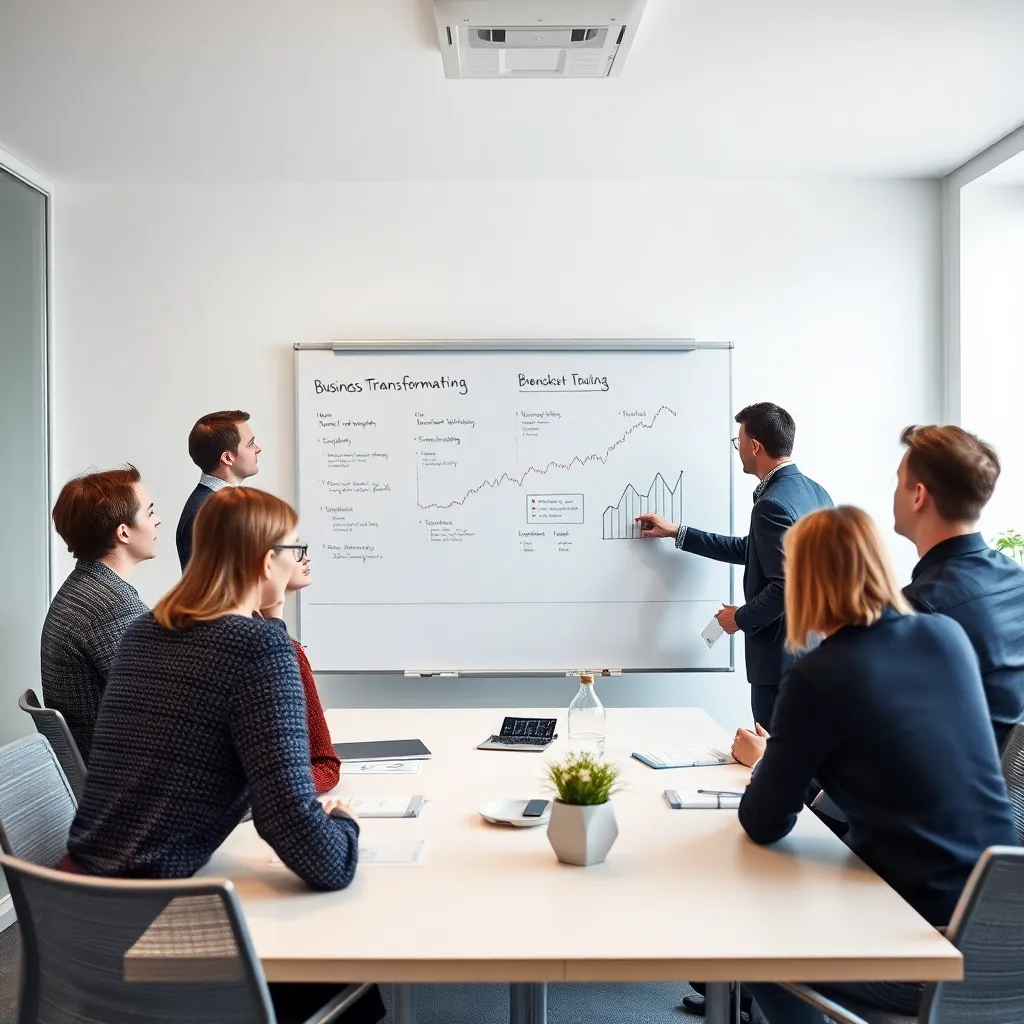 Team van professionals tijdens een transformatie workshop