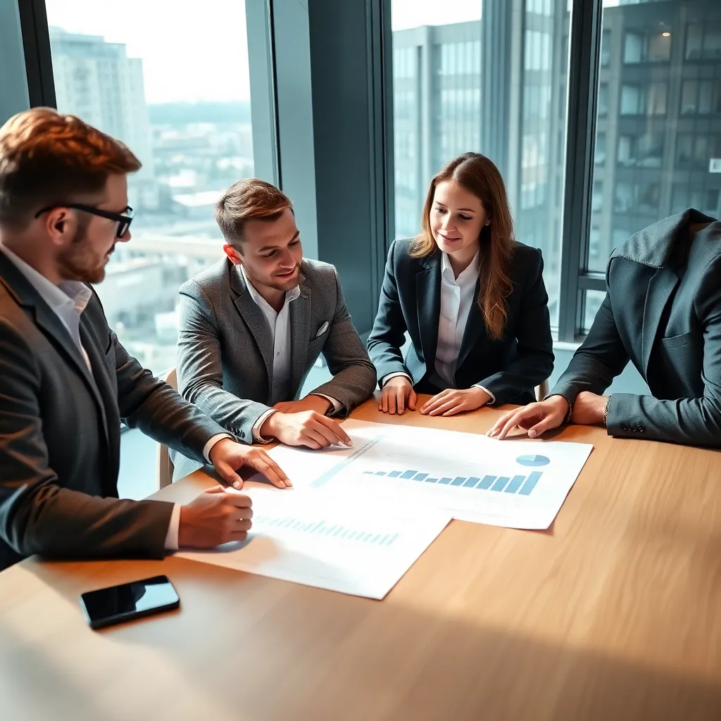 Consultant die strategisch plan presenteert aan Nederlandse ondernemers rond een vergadertafel
