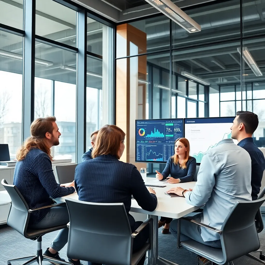 Strategische planning sessie met adviseurs in een moderne vergaderruimte