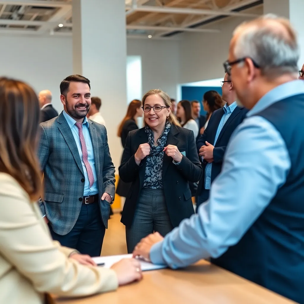 Nederlandse ondernemer in gesprek met internationale zakenpartners tijdens een netwerkevenement