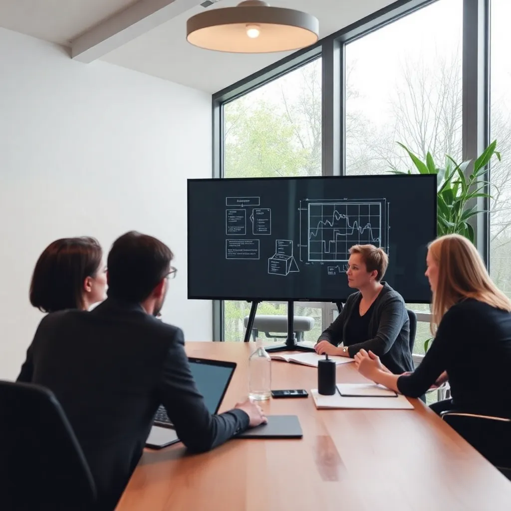 Nederlandse ondernemers bespreken groeistrategie in modern kantoor